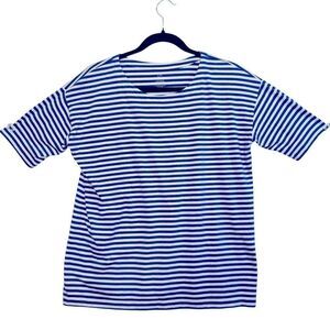 Blue stripe small J.Jill Blue Luxe Supima T-Shirt Size L Luxe Supima®